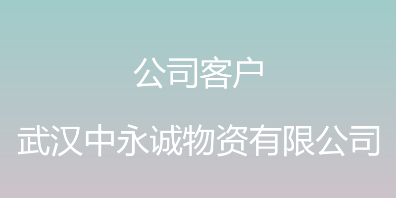 公司客户 - 武汉中永诚物资有限公司