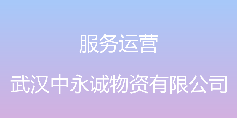 服务运营 - 武汉中永诚物资有限公司